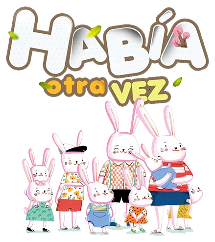 Familia de conejitos presentando la obra de teatro de Cuentos en Pijamas «Habia Otra Vez»